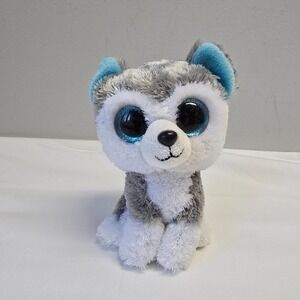 Ty Beanie Boos Slush Husky Plush 6”‎ Gray White Blue Eyes 2013 Stuffed Animal